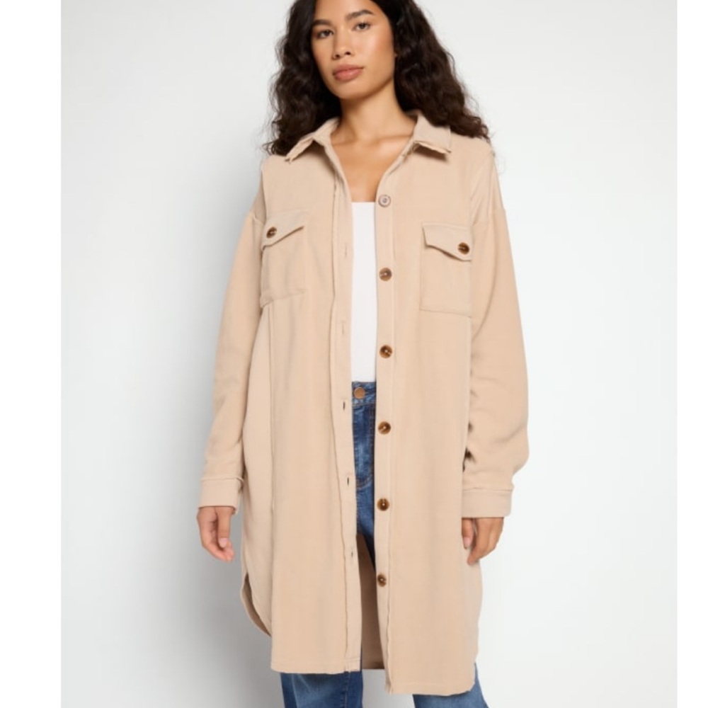 Fleece Longline Shacket - Picture 1 of 3